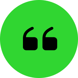 Quotation marks inside green circle