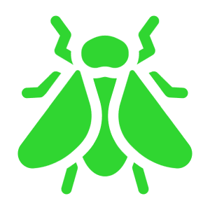 Green insect icon on black background